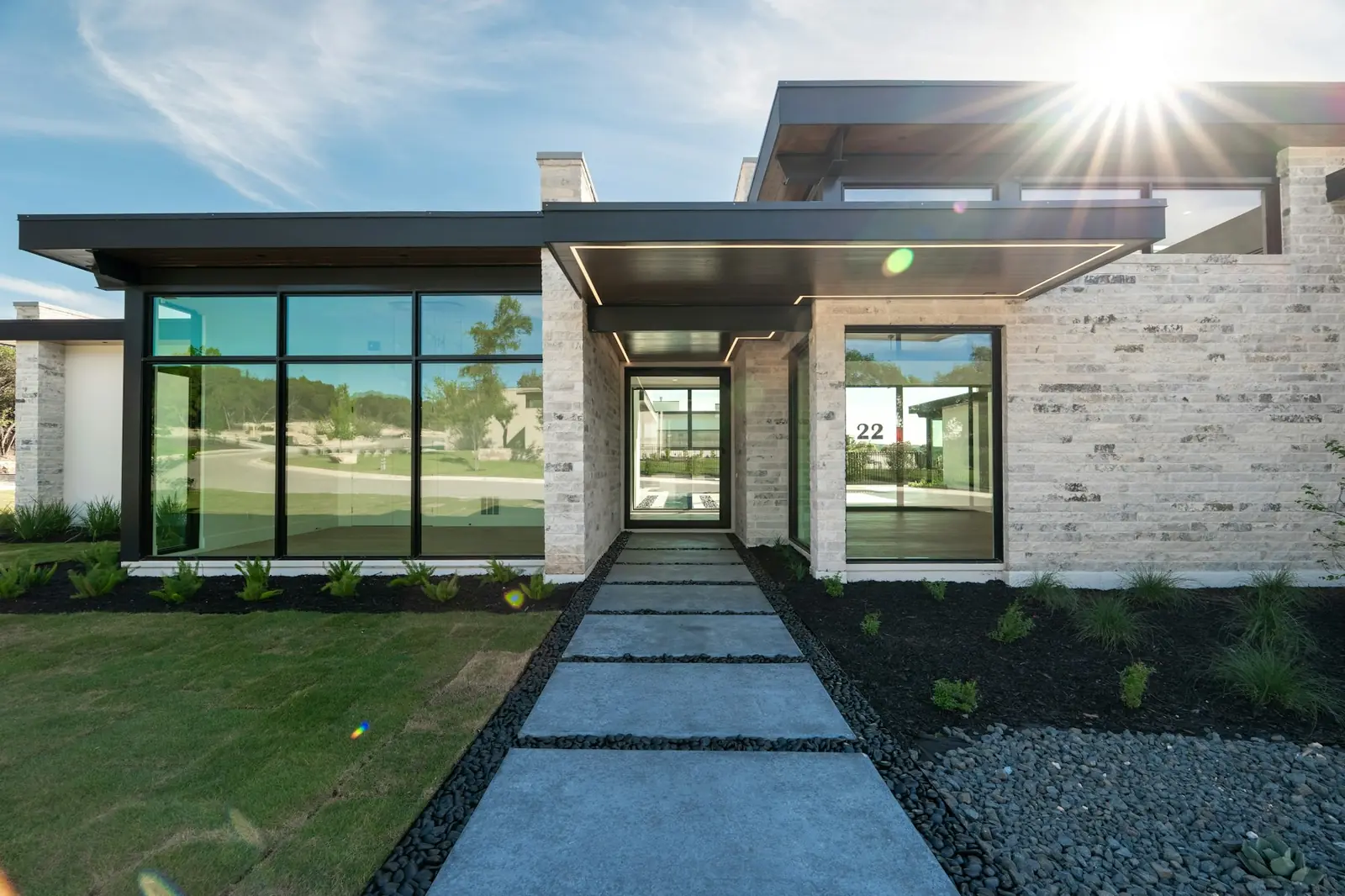 Modern home with large clean windows